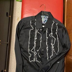 Black Steven Land button down shirt. Cowboy style.